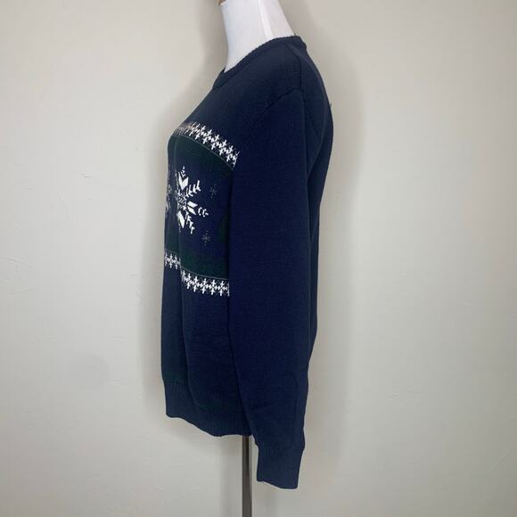 Dockers Blue Green Snowflake Sweater Medium - Picture 3 of 8